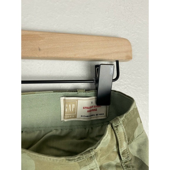 Gap Khaki High Rise Pants Women's Size 4 Straight Leg Ankle Camouflage NEW - Picture 3 of 4